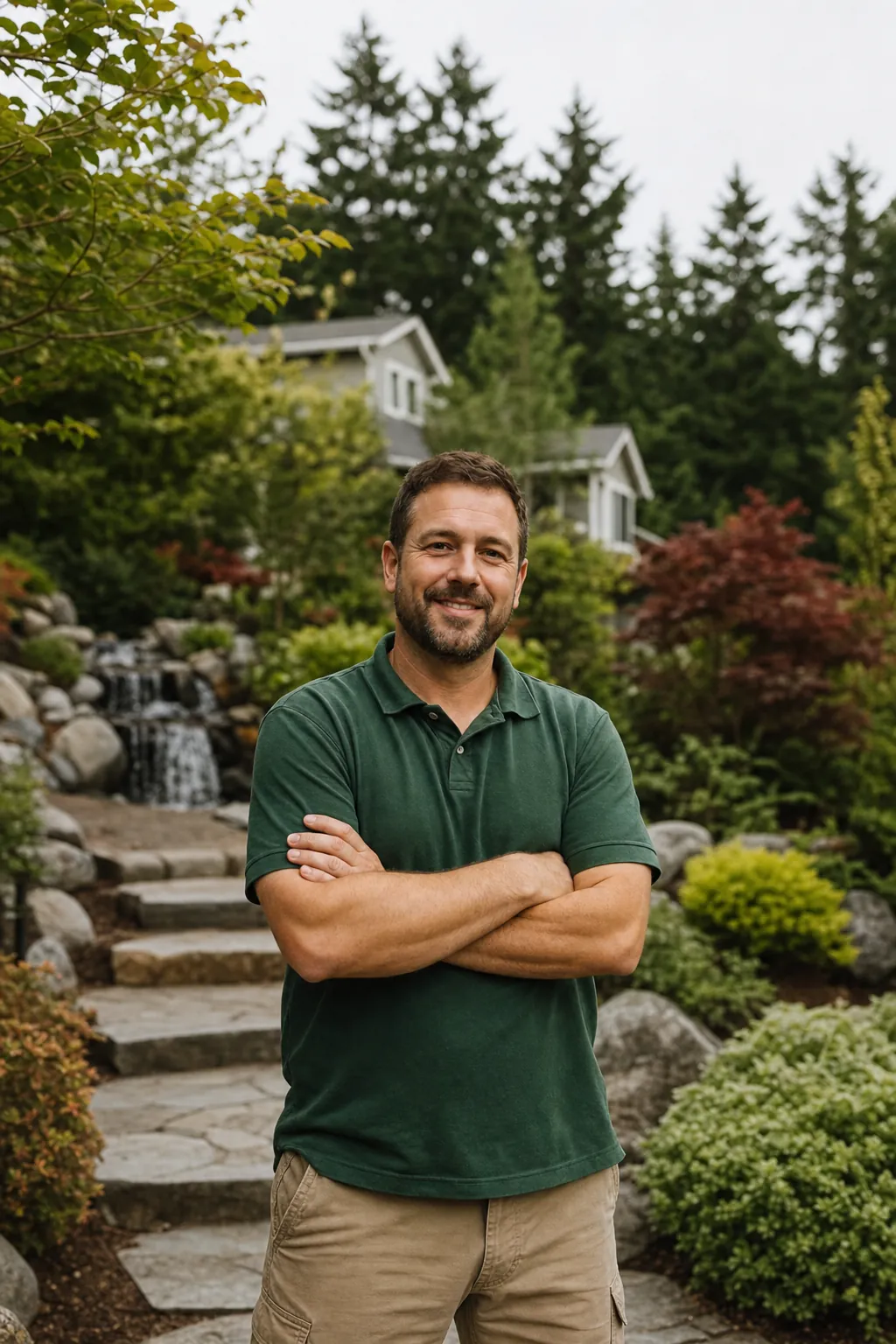 Terra and Stone founder in the garden